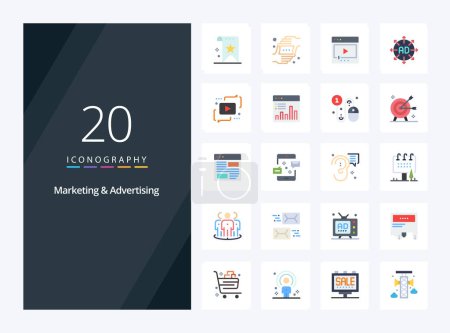 Ilustración de 20 icono de marketing y publicidad a color plano para la presentación - Imagen libre de derechos