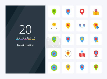 Ilustración de 20 Mapa y ubicación Icono de color plano para la presentación - Imagen libre de derechos