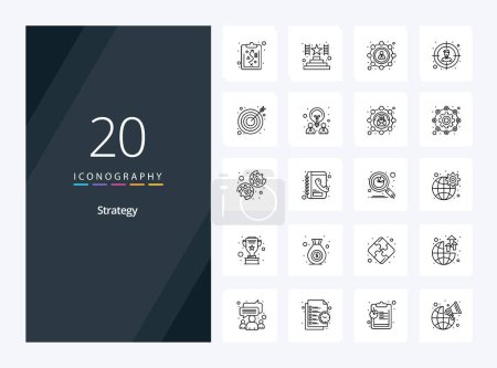 Illustration for 20 Strategy Outline icon for presentation - Royalty Free Image
