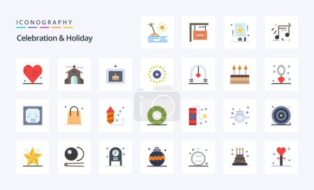 Ilustración de 25 Celebración vacaciones color plano icono paquete - Imagen libre de derechos
