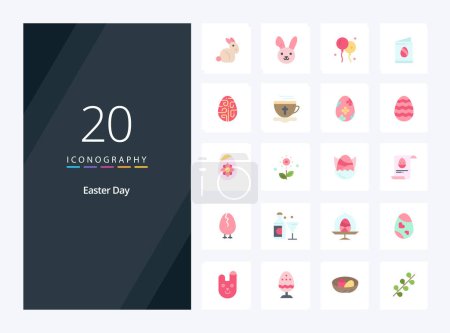 Illustration for 20 Easter Flat Color icon for presentation - Royalty Free Image
