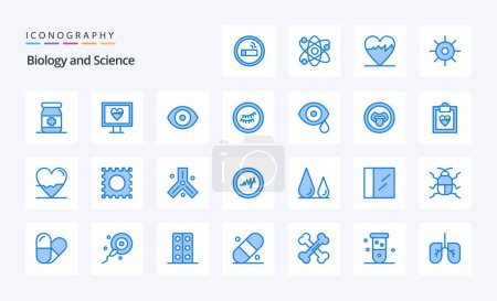 Ilustración de 25 Biología Paquete icono azul - Imagen libre de derechos