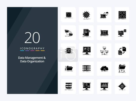 Téléchargez les illustrations : 20 Gestion des données et organisation des données Icône Glyphe solide pour la présentation - en licence libre de droit