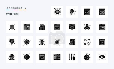 Illustration for 25 Web Pack Solid Glyph icon pack - Royalty Free Image