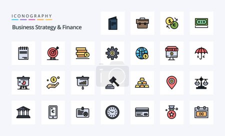 Ilustración de 25 Estrategia de negocios y línea de finanzas llenado icono de estilo pack - Imagen libre de derechos
