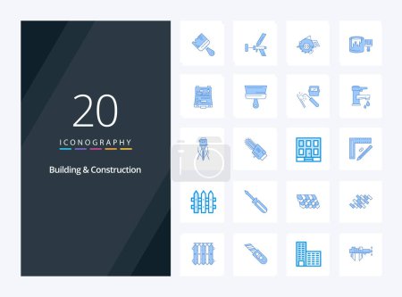 Ilustración de 20 Construcción y construcción icono de color azul para la presentación - Imagen libre de derechos