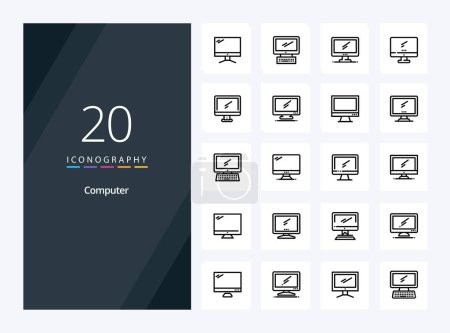 Illustration for 20 Computer Outline icon for presentation - Royalty Free Image