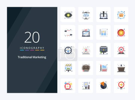 Ilustración de 20 icono de marketing tradicional de color plano para la presentación - Imagen libre de derechos