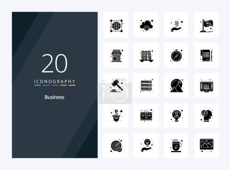 Illustration for 20 Business Solid Glyph icon for presentation - Royalty Free Image