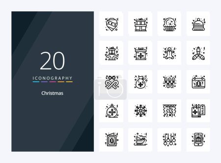 Illustration for 20 Christmas Outline icon for presentation - Royalty Free Image