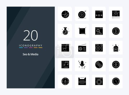 Illustration for 20 Seo  Media Solid Glyph icon for presentation - Royalty Free Image
