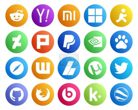 Ilustración de 20 Paquete de iconos de redes sociales Incluyendo twitter. anuncios. paypal. adsense. navegador - Imagen libre de derechos