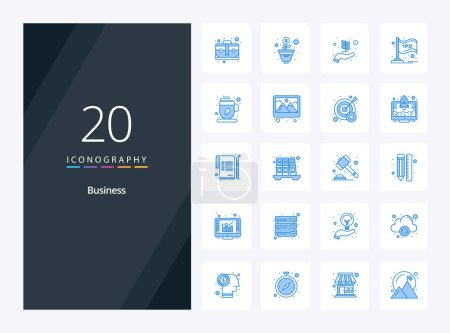Téléchargez les illustrations : 20 Business Blue icône de couleur pour la présentation - en licence libre de droit