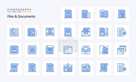 Ilustración de 25 Archivos y Documentos Paquete de iconos azul - Imagen libre de derechos