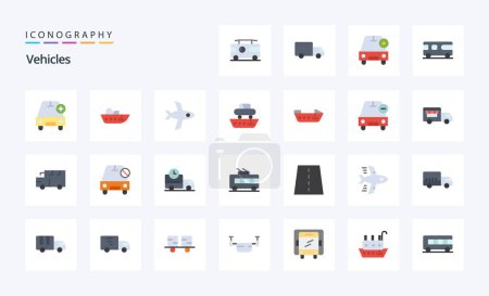 Illustration for 25 Vehicles Flat color icon pack - Royalty Free Image