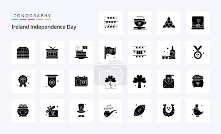 Téléchargez les illustrations : 25 Irlande fête de l'indépendance Solid Glyph icône pack - en licence libre de droit