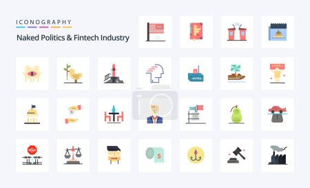 Illustration for 25 Naked Politics And Fintech Industry Flat color icon pack - Royalty Free Image