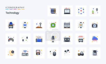 Ilustración de 25 Tecnología Paquete icono de color plano - Imagen libre de derechos