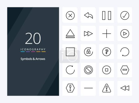Illustration for 20 Symbols  Arrows Outline icon for presentation - Royalty Free Image