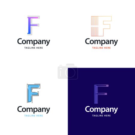 Téléchargez les illustrations : Lettre F Big Logo Pack Design Creative Design de logos modernes pour votre entreprise - en licence libre de droit