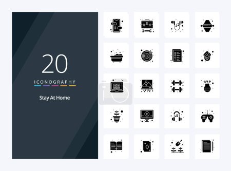 Photo for 20 Stay At Home Solid Glyph icon for presentation - Royalty Free Image