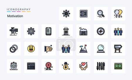 Ilustración de Paquete de iconos de estilo lleno de 25 líneas de motivación - Imagen libre de derechos