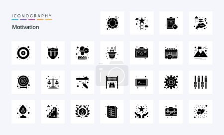 Ilustración de Paquete de iconos de glifo sólido de 25 motivaciones - Imagen libre de derechos