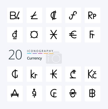 Illustration for 20 Currency Line Filled Color icon Pack like coin georgian currency georgia lari - Royalty Free Image