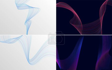 Illustration for Add depth to your design with this set of 4 waving line vector backgrounds - Royalty Free Image