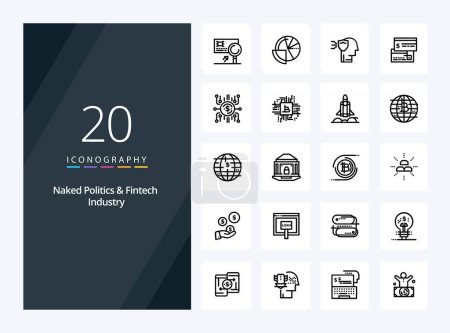 Illustration for 20 Naked Politics And Fintech Industry Outline icon for presentation - Royalty Free Image