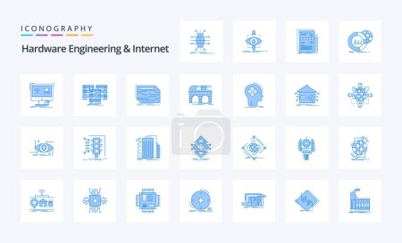 Ilustración de 25 Ingeniería de hardware y paquete de iconos de Internet Blue - Imagen libre de derechos