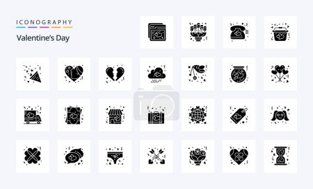 Ilustración de 25 Paquete de icono de glifo sólido del día de San Valentín - Imagen libre de derechos