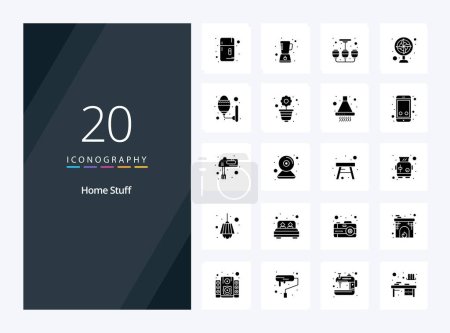 Illustration for 20 Home Stuff Solid Glyph icon for presentation - Royalty Free Image