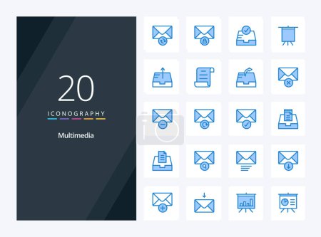 Illustration for 20 Multimedia Blue Color icon for presentation - Royalty Free Image