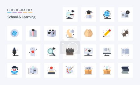 Ilustración de 25 Escuela y aprendizaje de color plano icono pack - Imagen libre de derechos