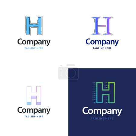 Téléchargez les illustrations : Lettre H Big Logo Pack Design Creative Design de logos modernes pour votre entreprise - en licence libre de droit