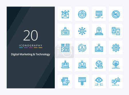 Illustration for 20 Digital Marketing And Technology Blue Color icon for presentation - Royalty Free Image