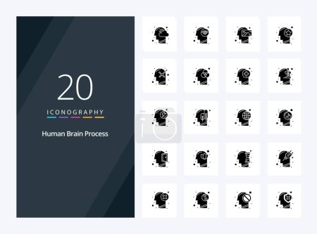 Illustration for 20 Human Brain Process Solid Glyph icon for presentation - Royalty Free Image