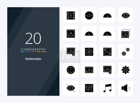 Ilustración de 20 Multimedia Solid Glyph icono para la presentación - Imagen libre de derechos