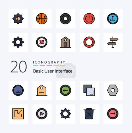Ilustración de 20 Línea básica llena icono de color Pack como configuración de descarga volver duplicado básico - Imagen libre de derechos