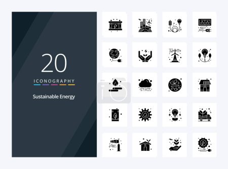 Illustration for 20 Sustainable Energy Solid Glyph icon for presentation - Royalty Free Image