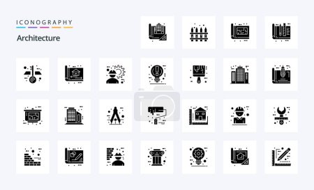 Illustration for 25 Architecture Solid Glyph icon pack - Royalty Free Image