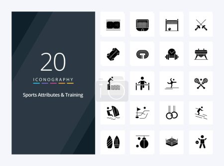 Illustration for 20 Sports Atributes And Sports Training Solid Glyph icon for presentation - Royalty Free Image