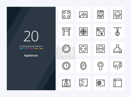 Illustration for 20 Appliances Outline icon for presentation - Royalty Free Image