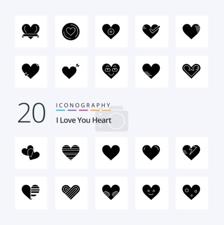 Téléchargez les illustrations : Pack d'icônes Glyphe Solide 20 Coeurs. comme une tique. Ok, mon amour. amour. ajouter - en licence libre de droit