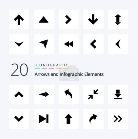 Ilustración de 20 Flecha sólida icono de glifo Pack como el zoom del amanecer flecha derecha hacia atrás - Imagen libre de derechos