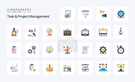 Illustration for 25 Task And Project Management Flat color icon pack - Royalty Free Image