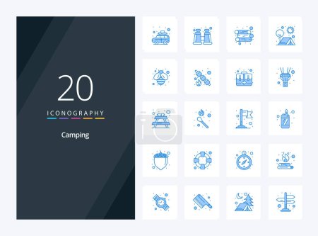 Illustration for 20 Camping Blue Color icon for presentation - Royalty Free Image