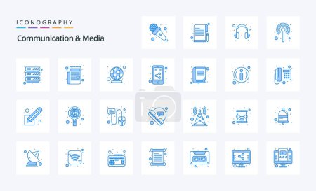 Ilustración de Paquete de iconos 25 Comunicación y Medios Azul - Imagen libre de derechos