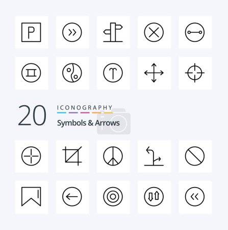 Illustration for 20 Symbols  Arrows Line icon Pack like symbols ancient direction sign dollar - Royalty Free Image